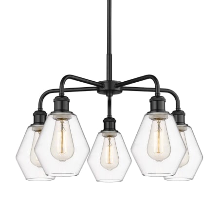A large image of the Innovations Lighting 516-5CR-16-24 Cindyrella Chandelier Matte Black / Clear