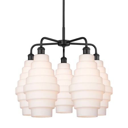 A large image of the Innovations Lighting 516-5CR-23-26 Cascade Chandelier Matte Black / White