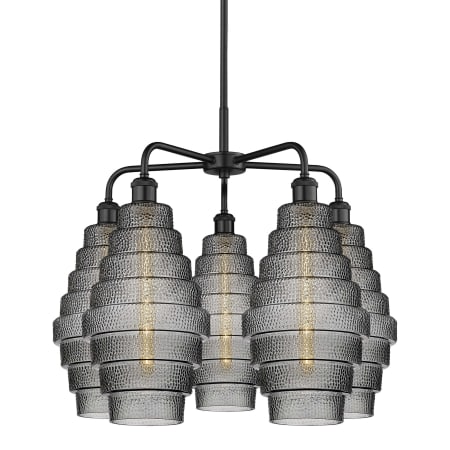 A large image of the Innovations Lighting 516-5CR-23-26 Cascade Chandelier Matte Black / Smoked