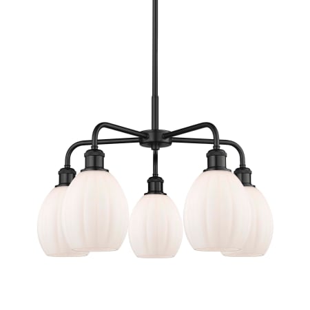 A large image of the Innovations Lighting 516-5CR-16-24 Eaton Chandelier Matte Black / Matte White