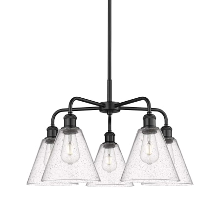 A large image of the Innovations Lighting 516-5CR-16-26 Berkshire Chandelier Matte Black / Seedy