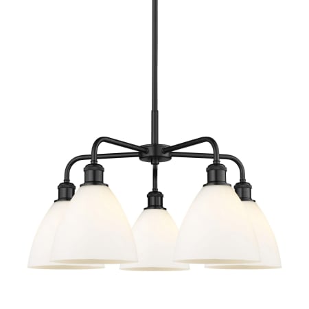 A large image of the Innovations Lighting 516-5CR-16-26 Bristol Glass Chandelier Matte Black / Matte White