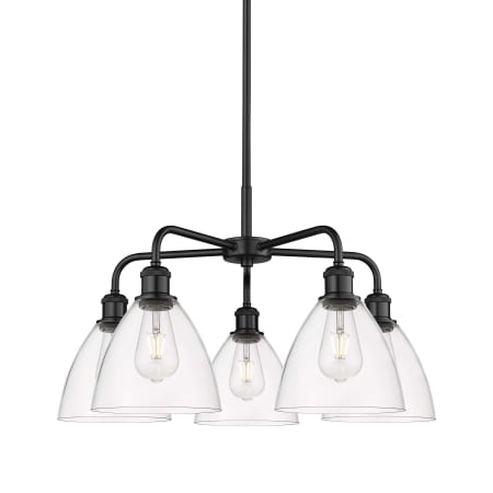 A large image of the Innovations Lighting 516-5CR-16-26 Bristol Glass Chandelier Matte Black / Clear