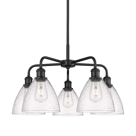 A large image of the Innovations Lighting 516-5CR-16-26 Bristol Glass Chandelier Matte Black / Seedy