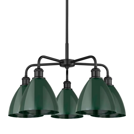 A large image of the Innovations Lighting 516-5CR-16-26 Ballston Dome Chandelier Matte Black / Green