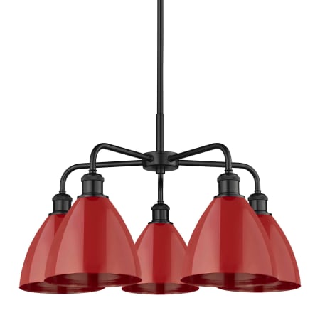A large image of the Innovations Lighting 516-5CR-16-26 Ballston Dome Chandelier Matte Black / Red