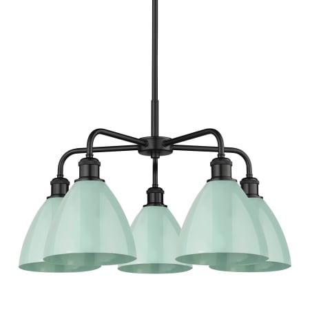A large image of the Innovations Lighting 516-5CR-16-26 Ballston Dome Chandelier Matte Black / Seafoam