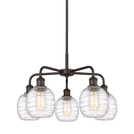 A large image of the Innovations Lighting 516-5CR-15-24 Belfast Chandelier Oil Rubbed Bronze / Deco Swirl