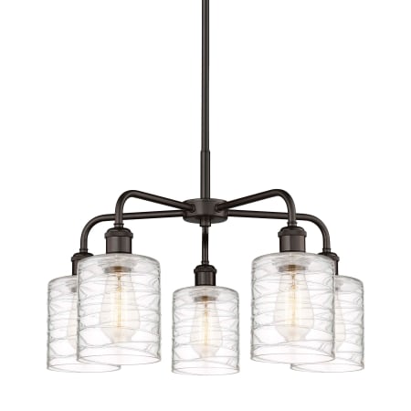 A large image of the Innovations Lighting 516-5CR-15-23 Cobbleskill Chandelier Oil Rubbed Bronze / Deco Swirl