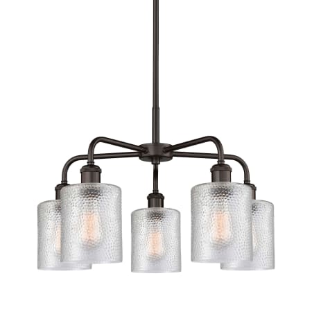 A large image of the Innovations Lighting 516-5CR-15-23 Cobbleskill Chandelier Oil Rubbed Bronze / Clear