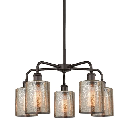 A large image of the Innovations Lighting 516-5CR-15-23 Cobbleskill Chandelier Oil Rubbed Bronze / Mercury