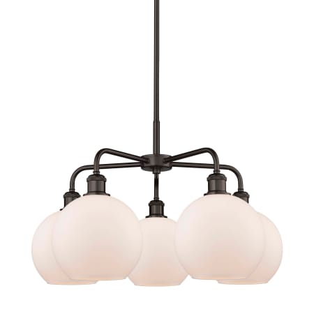 A large image of the Innovations Lighting 516-5CR-16-26 Athens Chandelier Oil Rubbed Bronze / Matte White
