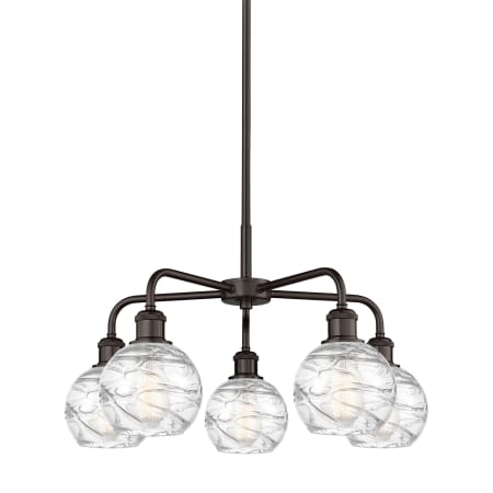 A large image of the Innovations Lighting 516-5CR-15-24 Athens Deco Swirl Chandelier Oil Rubbed Bronze / Clear Deco Swirl