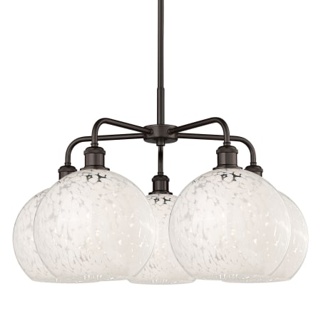 A large image of the Innovations Lighting 516-5C-18-28-White Mouchette-Indoor Chandelier Oil Rubbed Bronze / White Mouchette