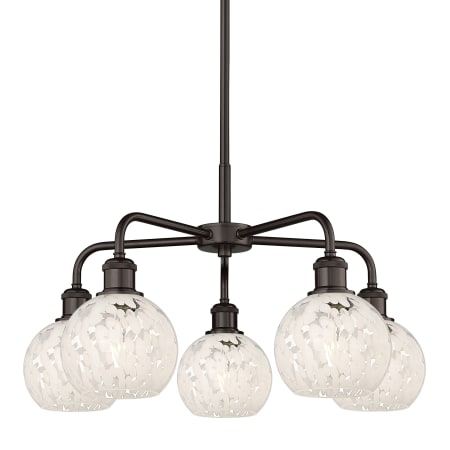 A large image of the Innovations Lighting 516-5C-14-24-White Mouchette-Indoor Chandelier Oil Rubbed Bronze / White Mouchette