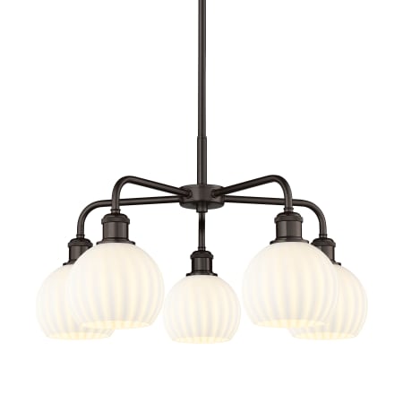 A large image of the Innovations Lighting 516-5C-14-24-White Venetian-Indoor Chandelier Oil Rubbed Bronze / White Venetian