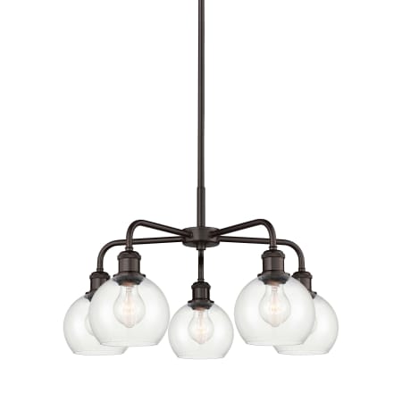 A large image of the Innovations Lighting 516-5CR-15-24 Athens Chandelier Oil Rubbed Bronze / Clear