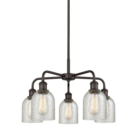 A large image of the Innovations Lighting 516-5CR-15-23 Caledonia Chandelier Oil Rubbed Bronze / Mica