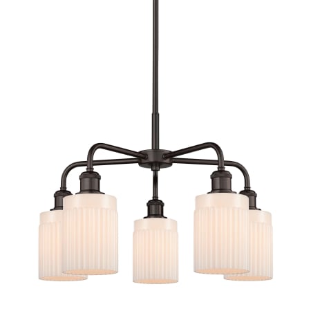 A large image of the Innovations Lighting 516-5CR-15-23 Hadley Chandelier Oil Rubbed Bronze / Matte White