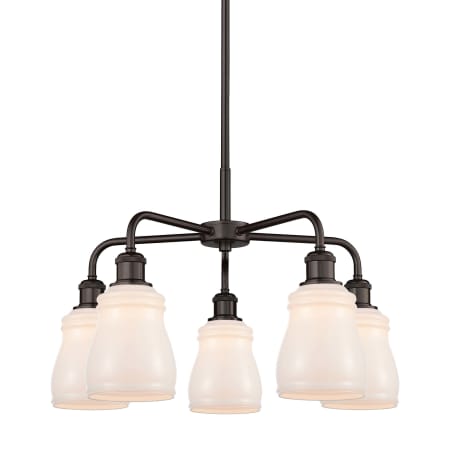 A large image of the Innovations Lighting 516-5CR-15-23 Ellery Chandelier Oil Rubbed Bronze / White