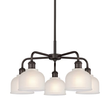 A large image of the Innovations Lighting 516-5CR-15-24 Dayton Chandelier Oil Rubbed Bronze / White