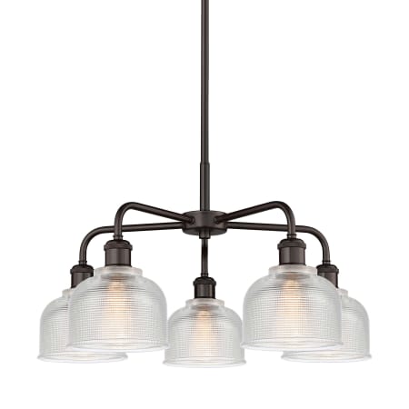 A large image of the Innovations Lighting 516-5CR-15-24 Dayton Chandelier Oil Rubbed Bronze / Clear