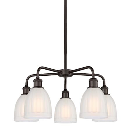 A large image of the Innovations Lighting 516-5CR-15-24 Brookfield Chandelier Oil Rubbed Bronze / White