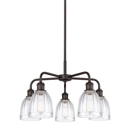 A large image of the Innovations Lighting 516-5CR-15-24 Brookfield Chandelier Oil Rubbed Bronze / Clear