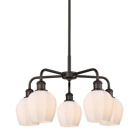 A large image of the Innovations Lighting 516-5CR-15-24 Norfolk Chandelier Oil Rubbed Bronze / Matte White