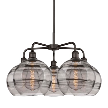 A large image of the Innovations Lighting 516-5CR-18-28 Rochester Chandelier Oil Rubbed Bronze / Light Smoke