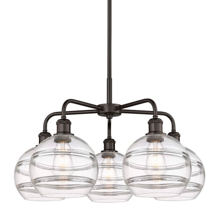 A large image of the Innovations Lighting 516-5CR-16-26 Rochester Chandelier Oil Rubbed Bronze / Clear