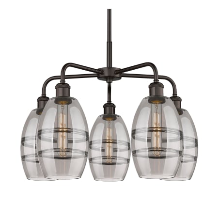 A large image of the Innovations Lighting 516-5CR-14-24 Vaz Chandelier Oil Rubbed Bronze / Smoked