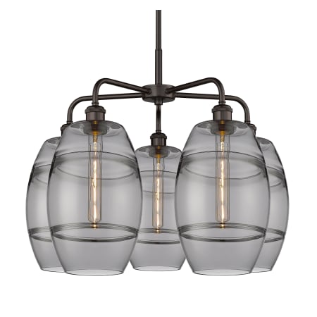 A large image of the Innovations Lighting 516-5CR-15-26 Vaz Chandelier Oil Rubbed Bronze / Smoked