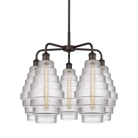 A large image of the Innovations Lighting 516-5CR-23-26 Cascade Chandelier Oil Rubbed Bronze / Clear