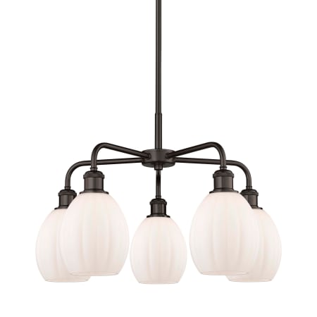 A large image of the Innovations Lighting 516-5CR-16-24 Eaton Chandelier Oil Rubbed Bronze / Matte White