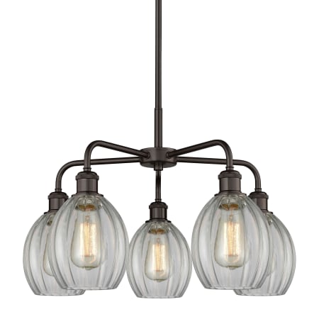 A large image of the Innovations Lighting 516-5CR-16-24 Eaton Chandelier Oil Rubbed Bronze / Clear
