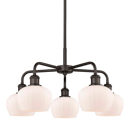 A large image of the Innovations Lighting 516-5CR-14-25 Fenton Chandelier Oil Rubbed Bronze / Matte White