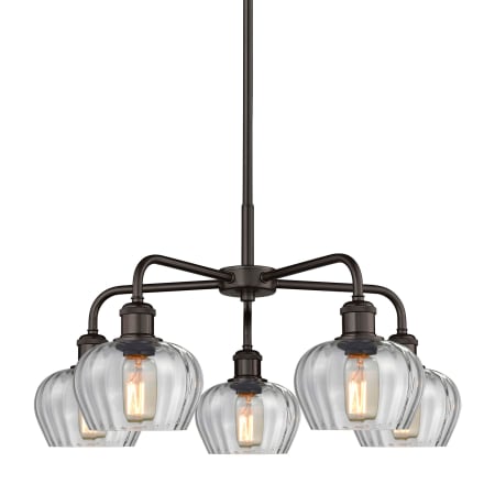 A large image of the Innovations Lighting 516-5CR-14-25 Fenton Chandelier Oil Rubbed Bronze / Clear
