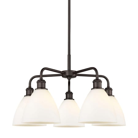 A large image of the Innovations Lighting 516-5CR-16-26 Bristol Glass Chandelier Oil Rubbed Bronze / Matte White