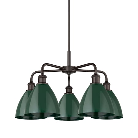 A large image of the Innovations Lighting 516-5CR-16-26 Ballston Dome Chandelier Oil Rubbed Bronze / Green