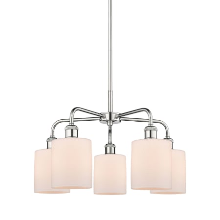 A large image of the Innovations Lighting 516-5CR-15-23 Cobbleskill Chandelier Polished Chrome / Matte White