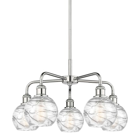 A large image of the Innovations Lighting 516-5CR-15-24 Athens Deco Swirl Chandelier Polished Chrome / Clear Deco Swirl
