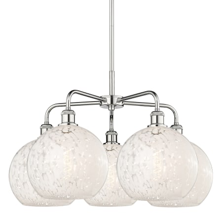 A large image of the Innovations Lighting 516-5C-18-28-White Mouchette-Indoor Chandelier Polished Chrome / White Mouchette