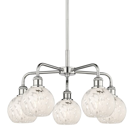 A large image of the Innovations Lighting 516-5C-14-24-White Mouchette-Indoor Chandelier Polished Chrome / White Mouchette