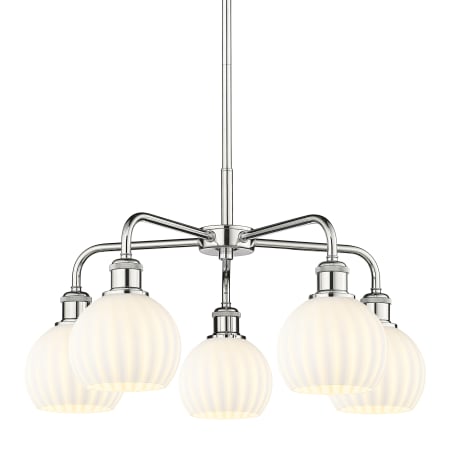 A large image of the Innovations Lighting 516-5C-14-24-White Venetian-Indoor Chandelier Polished Chrome / White Venetian