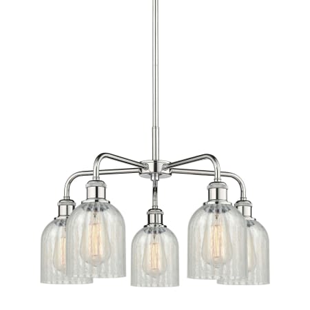 A large image of the Innovations Lighting 516-5CR-15-23 Caledonia Chandelier Polished Chrome / Mouchette