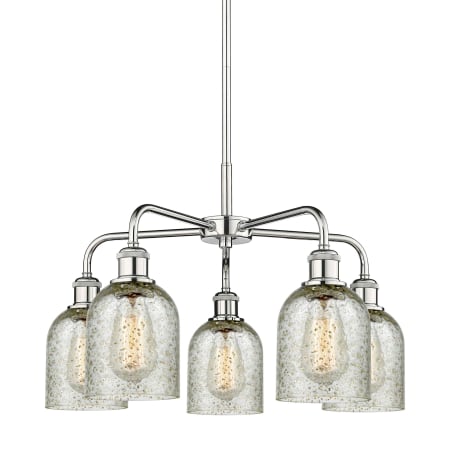 A large image of the Innovations Lighting 516-5CR-15-23 Caledonia Chandelier Polished Chrome / Mica