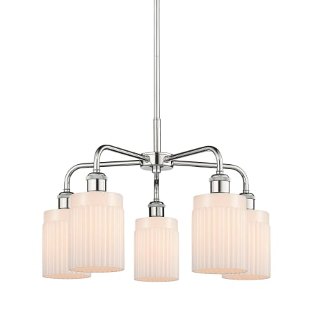 A large image of the Innovations Lighting 516-5CR-15-23 Hadley Chandelier Polished Chrome / Matte White