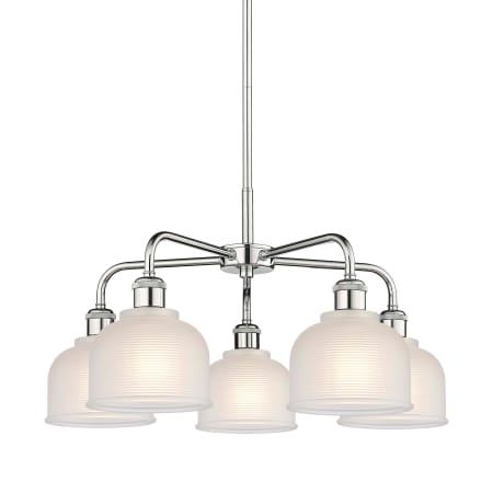 A large image of the Innovations Lighting 516-5CR-15-24 Dayton Chandelier Polished Chrome / White