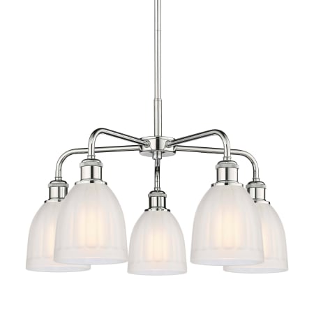 A large image of the Innovations Lighting 516-5CR-15-24 Brookfield Chandelier Polished Chrome / White